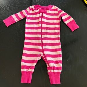 Hanna Andersson Bold Pink Stripe Zip Up Sleeper, Size 50cm, 0-3 Months